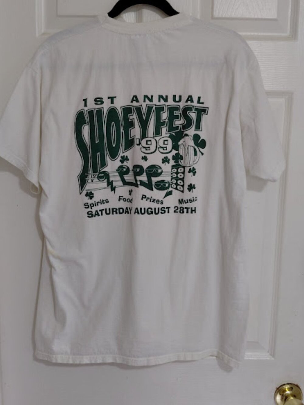 Vintage 90's Miller Lite 1st Annual Shoeyfest '99 Clover Graphic White T-Shirt